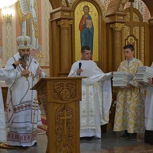 В день Преображення Господнього та п’яту річницю освячення собору святкові урочистості очолив владика Василь(Івасюк)